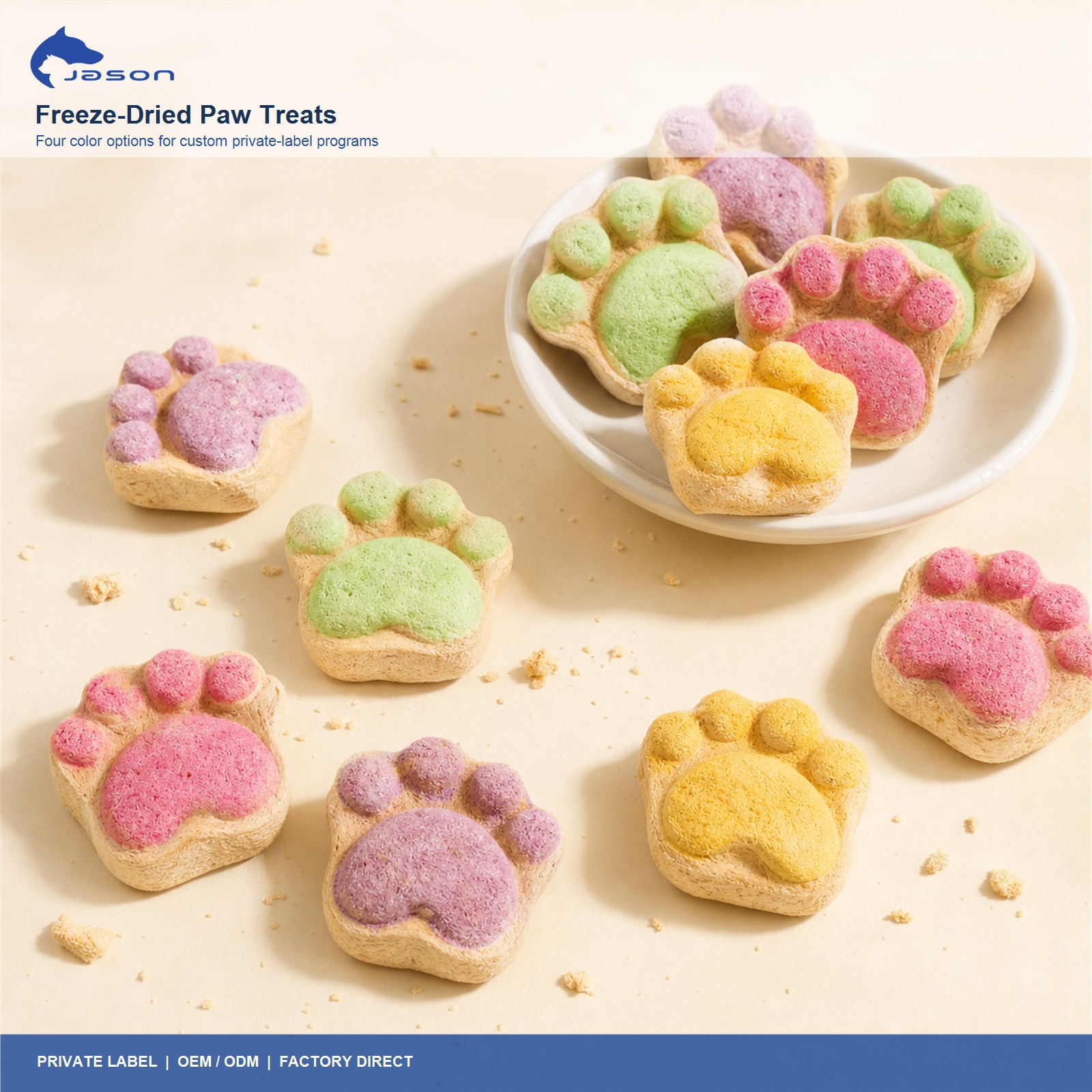 Freeze-Dried Paw-Shaped Cat Treats Manufacturer | Private Label & OEM